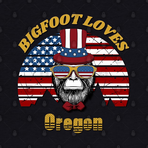 Bigfoot loves America and Oregon by Scovel Design Shop